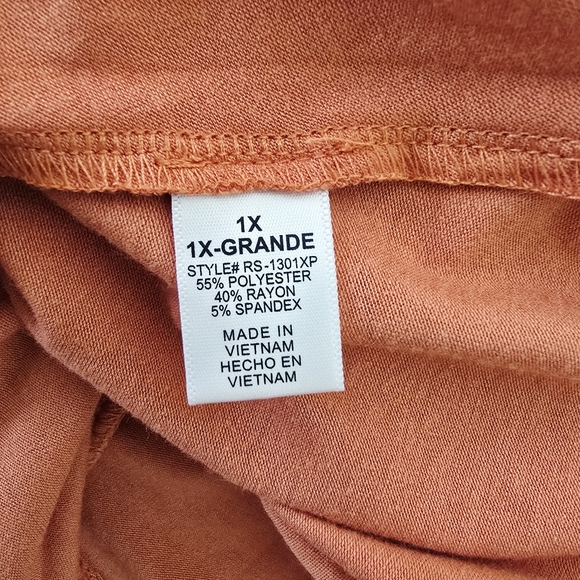 Zenana Premium Size 1X Orange Long Sleeve Mini Dress Stretch Knit Pockets NWT - Picture 6 of 7